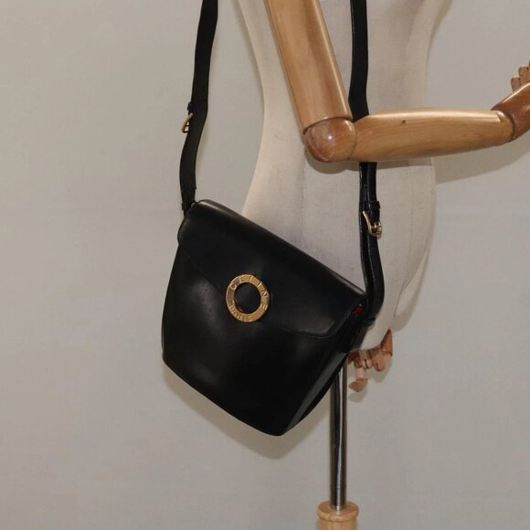 CELINE Shoulder Bag Leather Black Gold Auth - Picture 14 of 16